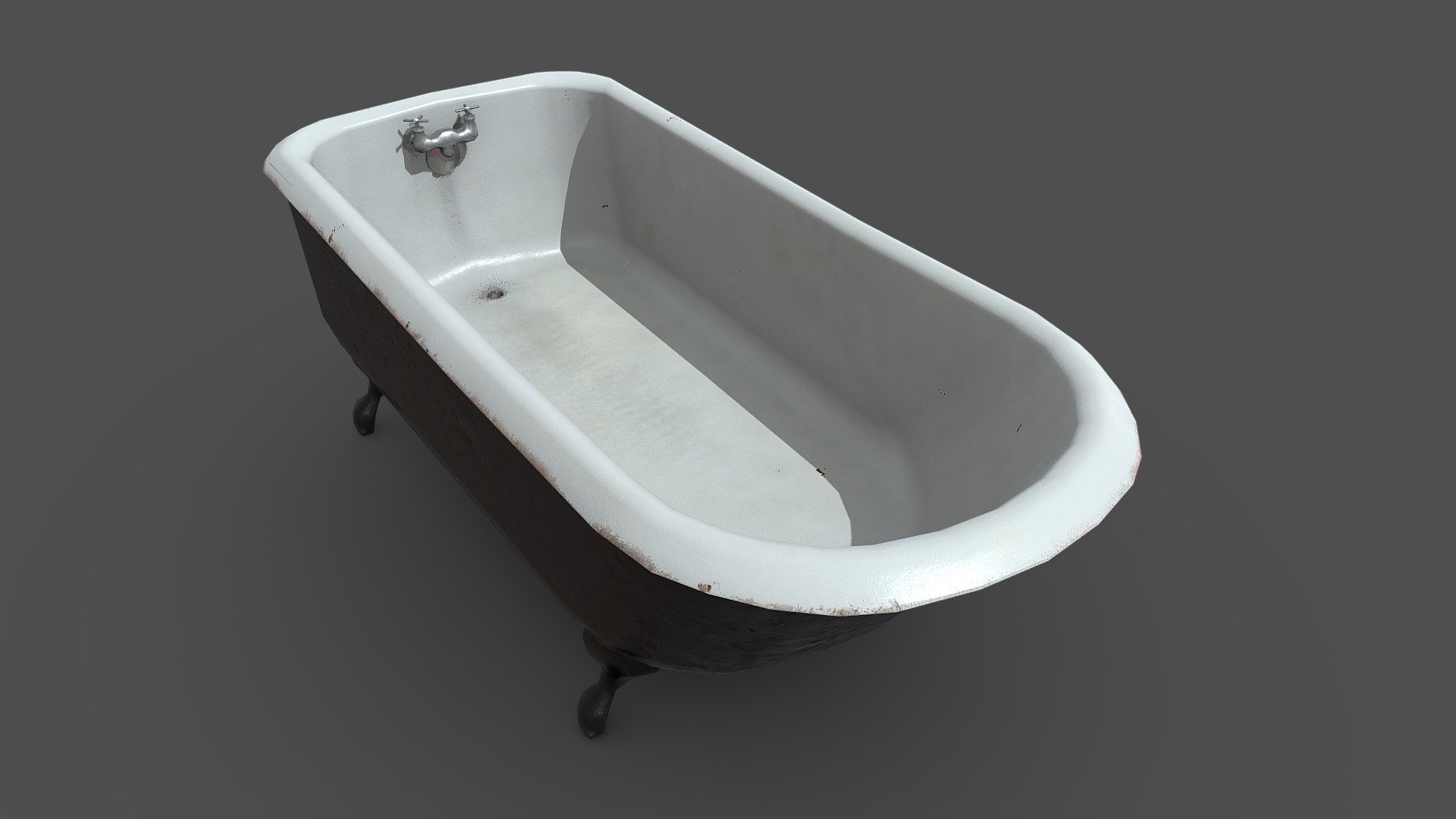 Old Cast Iron Bathtub 3d model