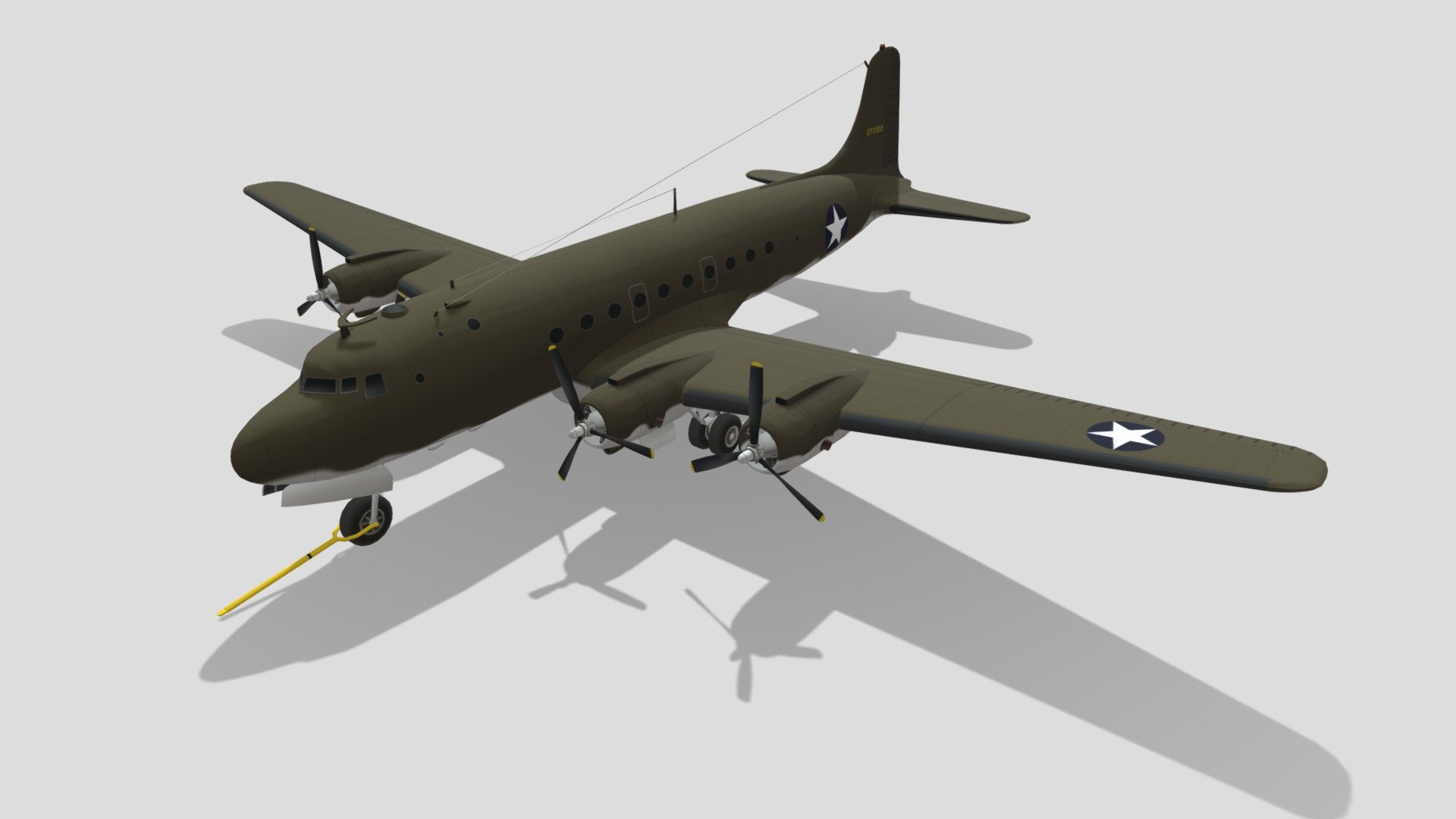 Douglas DC-4 Static Low Poly 3d model