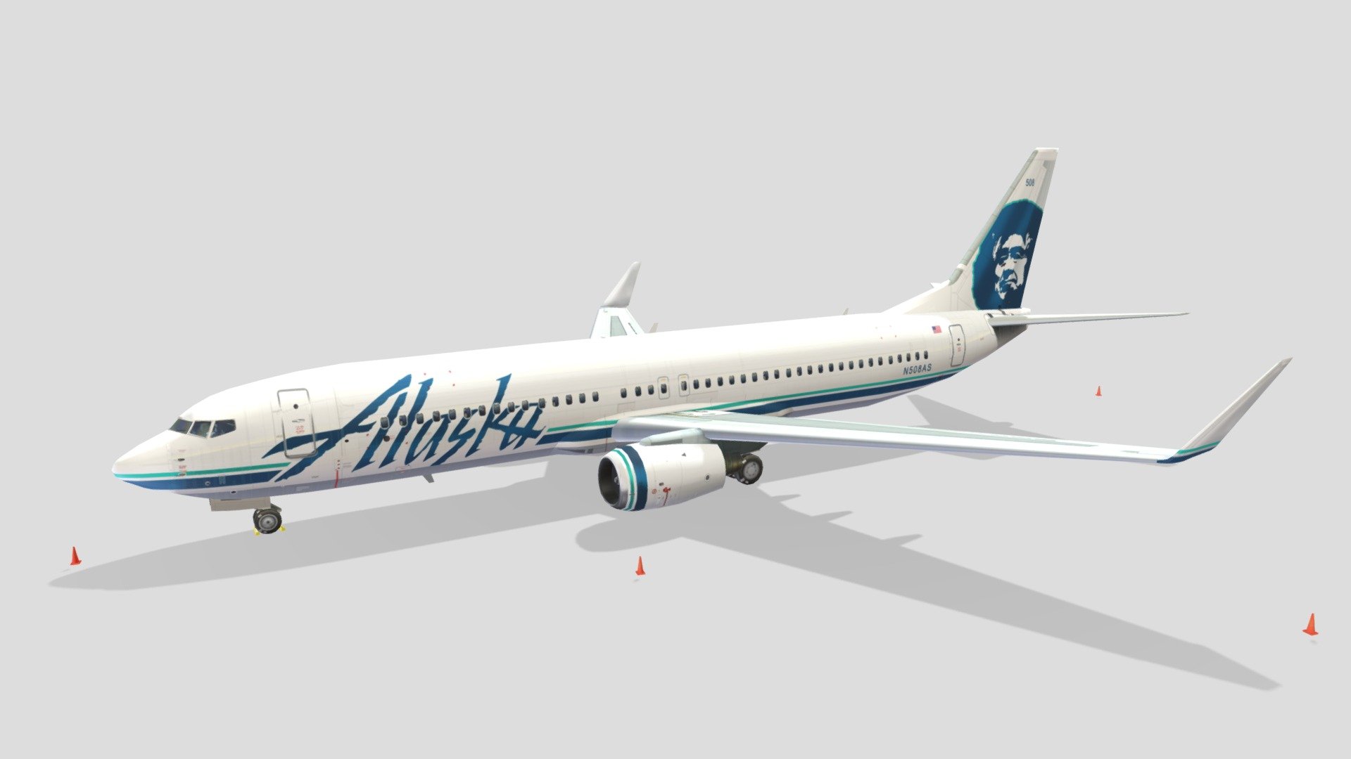 Boeing 737-800 B738 Lowpoly Alaska Airlines 3d model