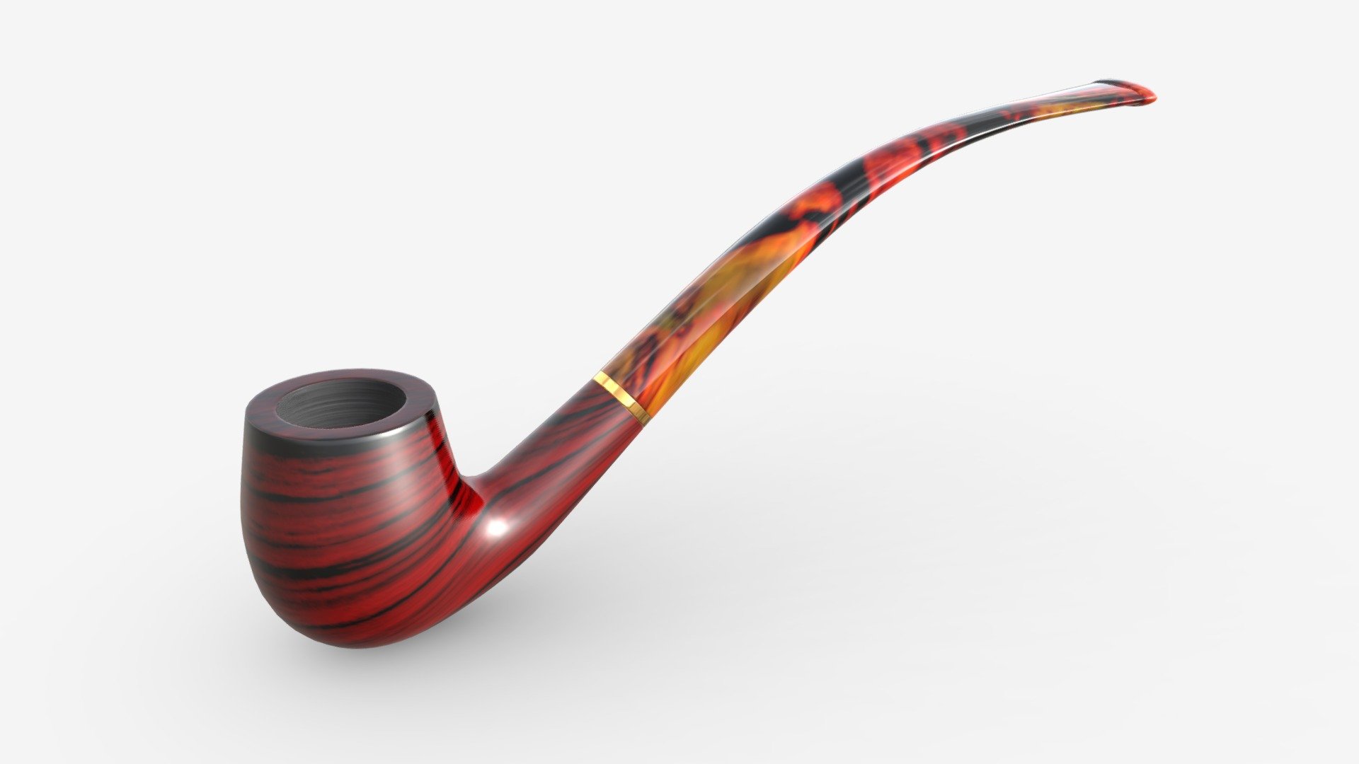 Smoking Pipe Long Briar Wood 03 3d model