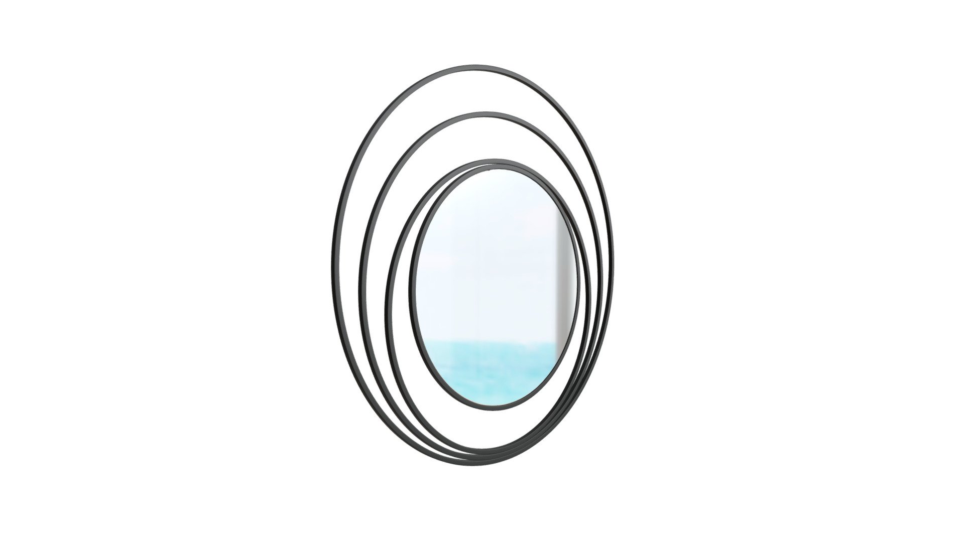 Luna Round Mirror Black 3d model