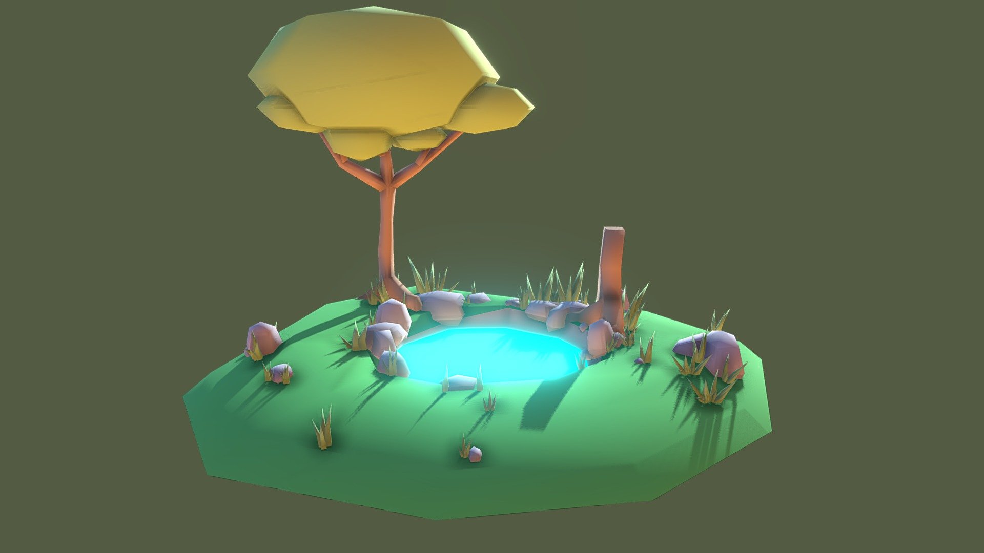 Game level scene 3d model