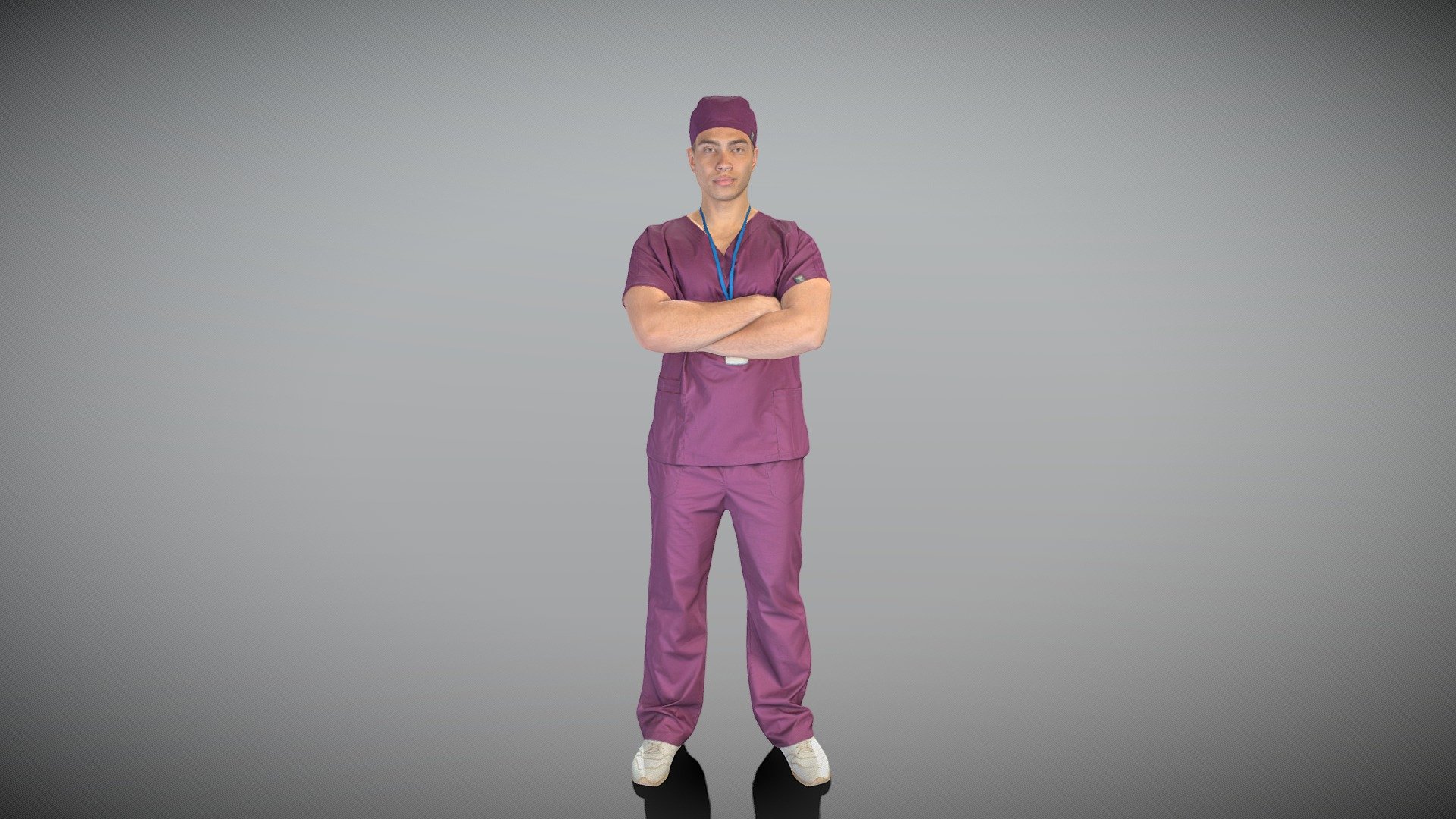 Male doctor standing with crossed arms 424 3d model