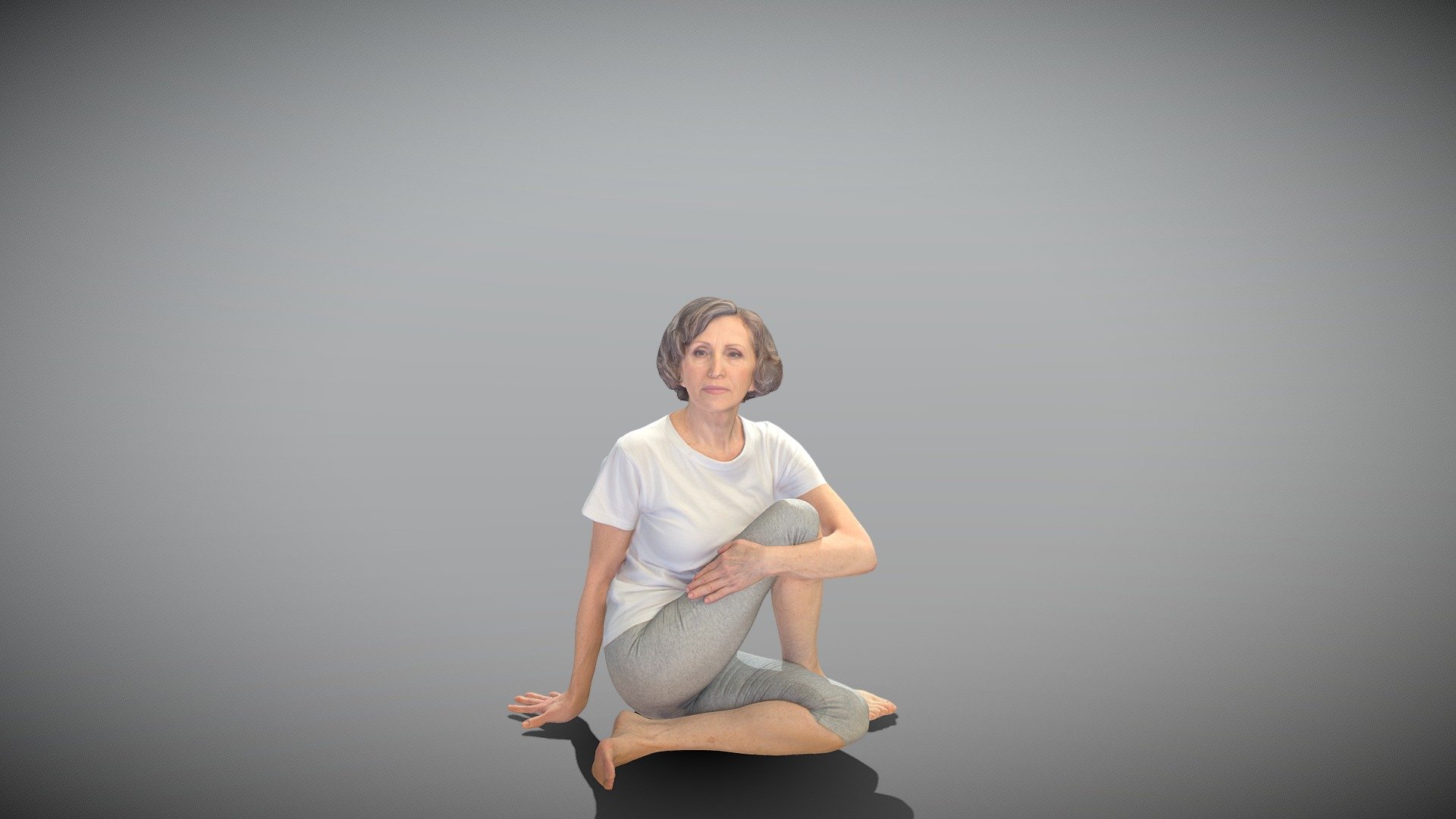 Mature woman sitting on floor 451 3d model