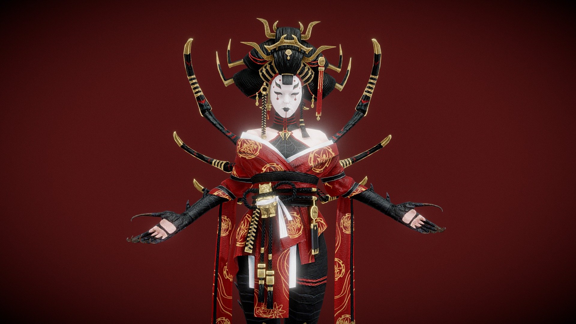 fighting geisha 3d model