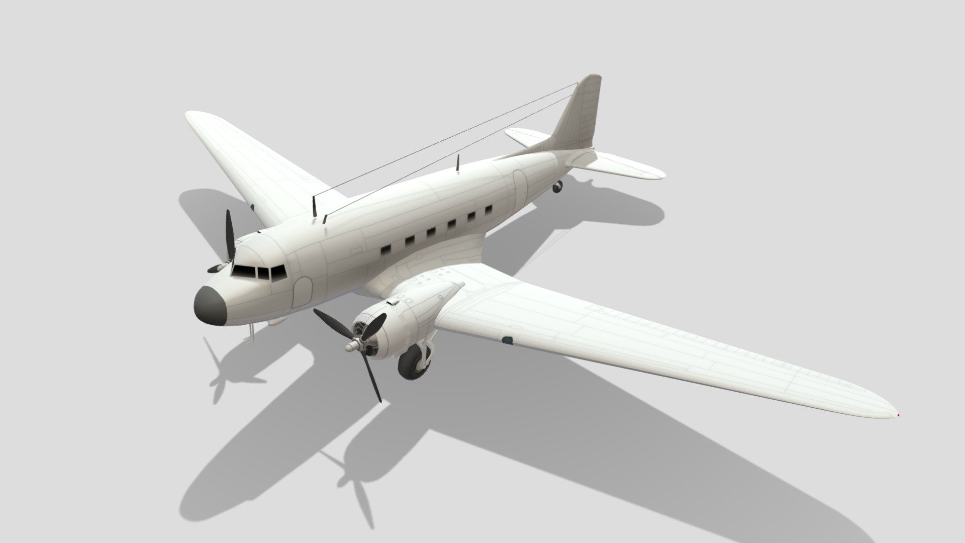 Douglas DC-3 Static Low Poly 3d model