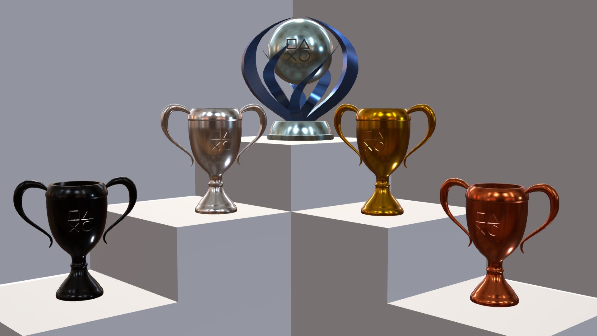 ALL Playstation Trophies 3d model