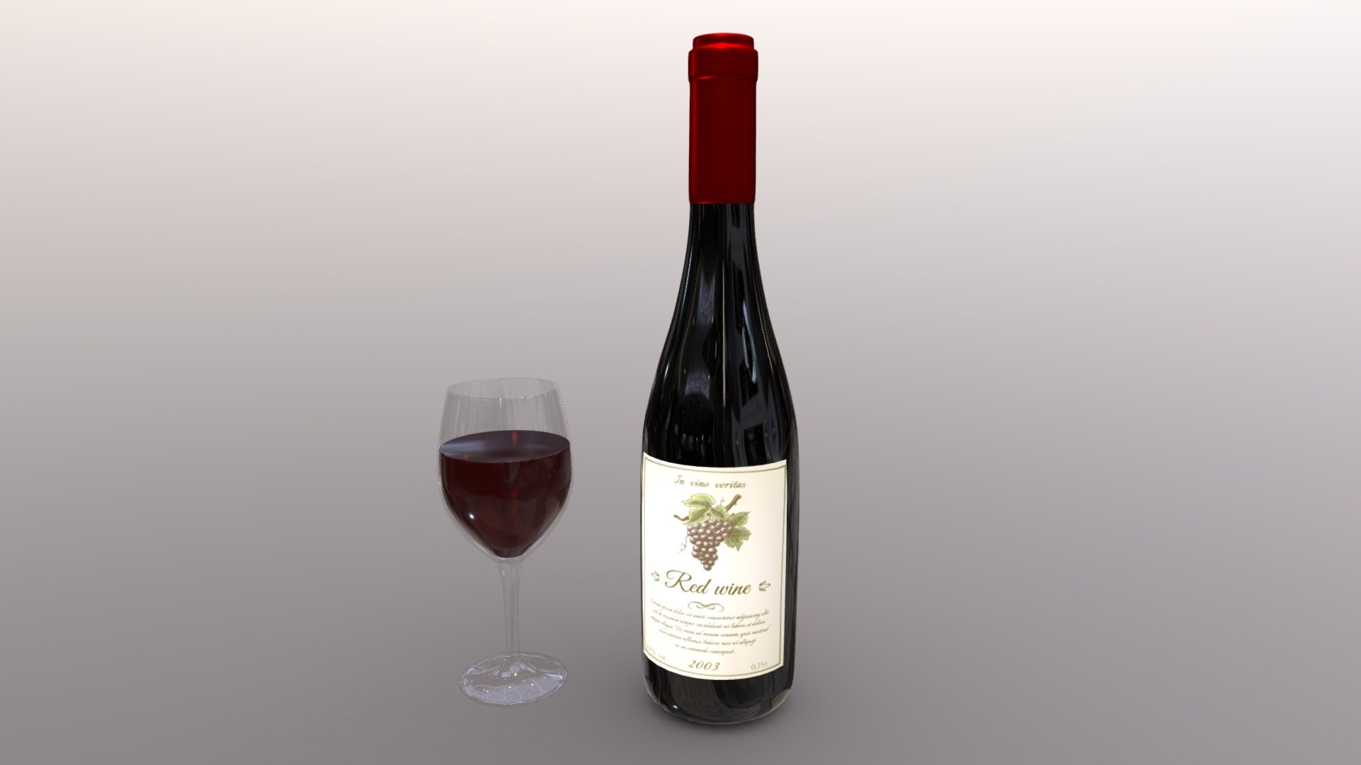 Wine Bottle and Glass 3d model