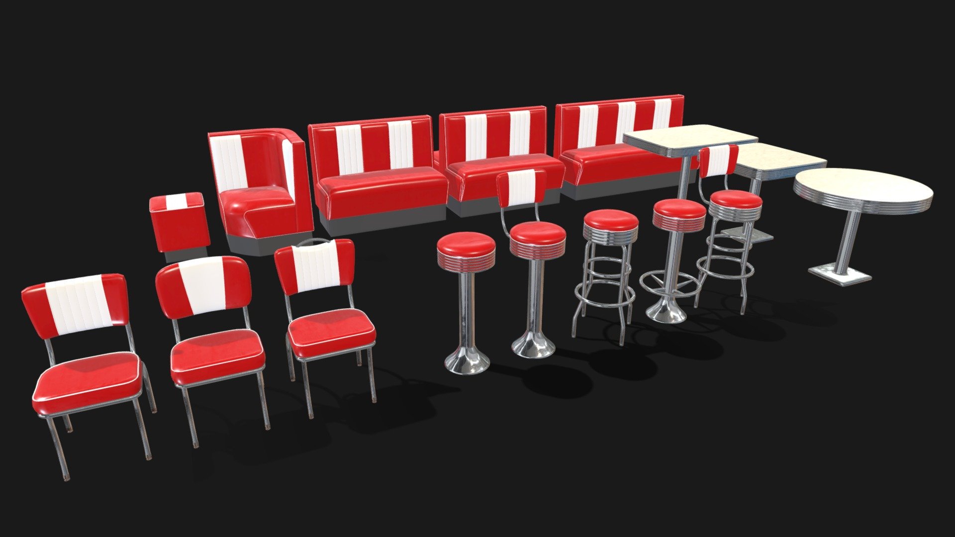 Retro Diner 50s bundle 3D 3d model