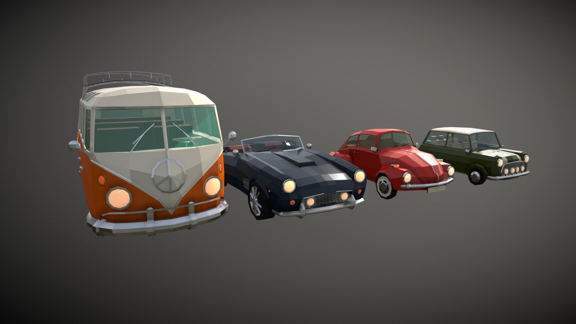 Low Poly Classic Car Pack 3d model