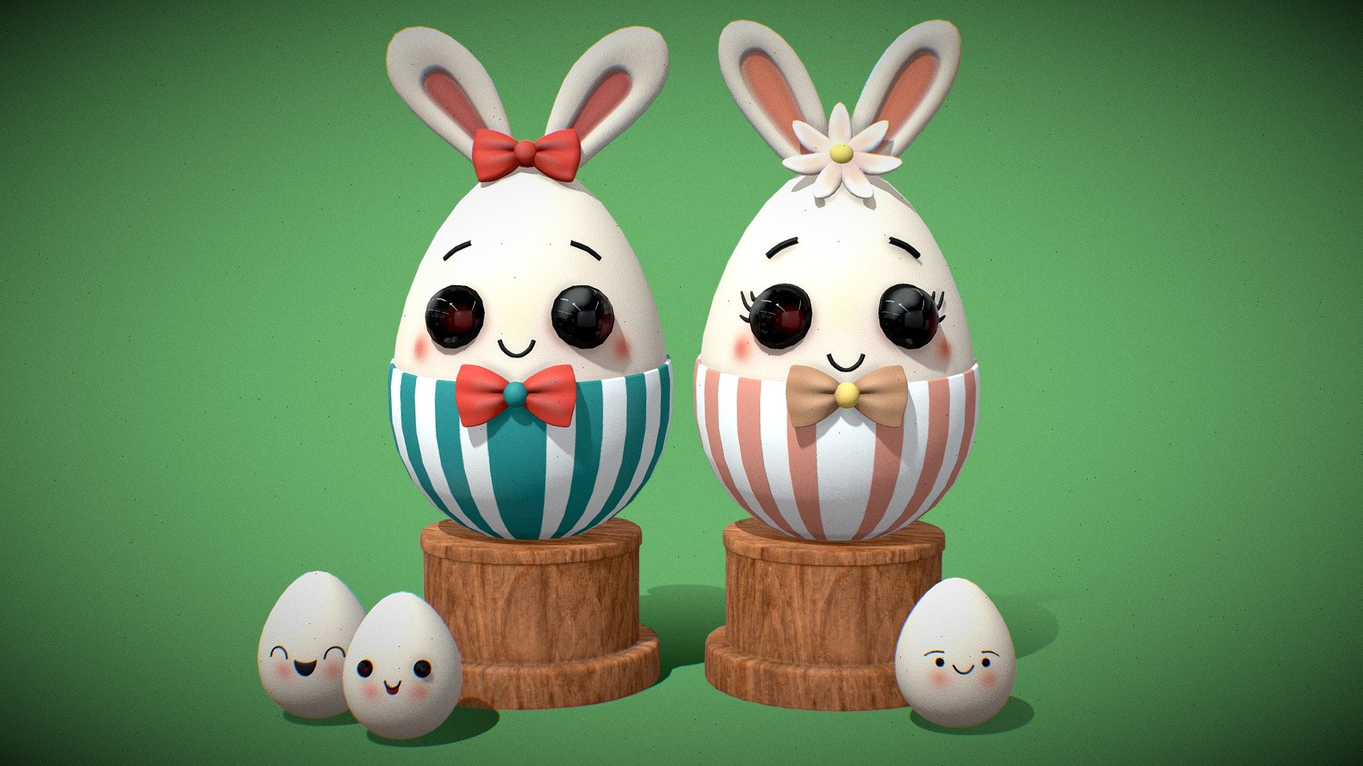 "Easter" Cute Egg Family 3d model