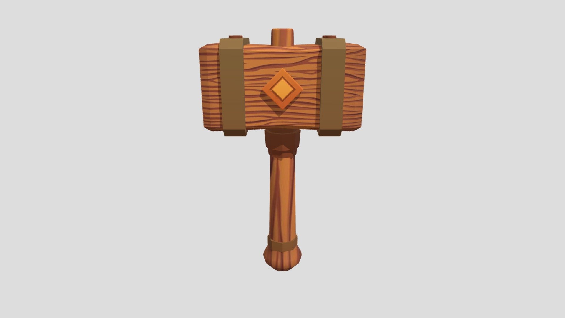 Wood hammer Game asset low Poly 3d model