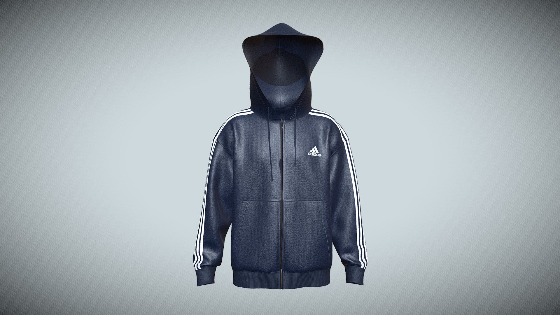 Adidas Essentials Fleece 3 -Stripe Zip Hoodie 3d model