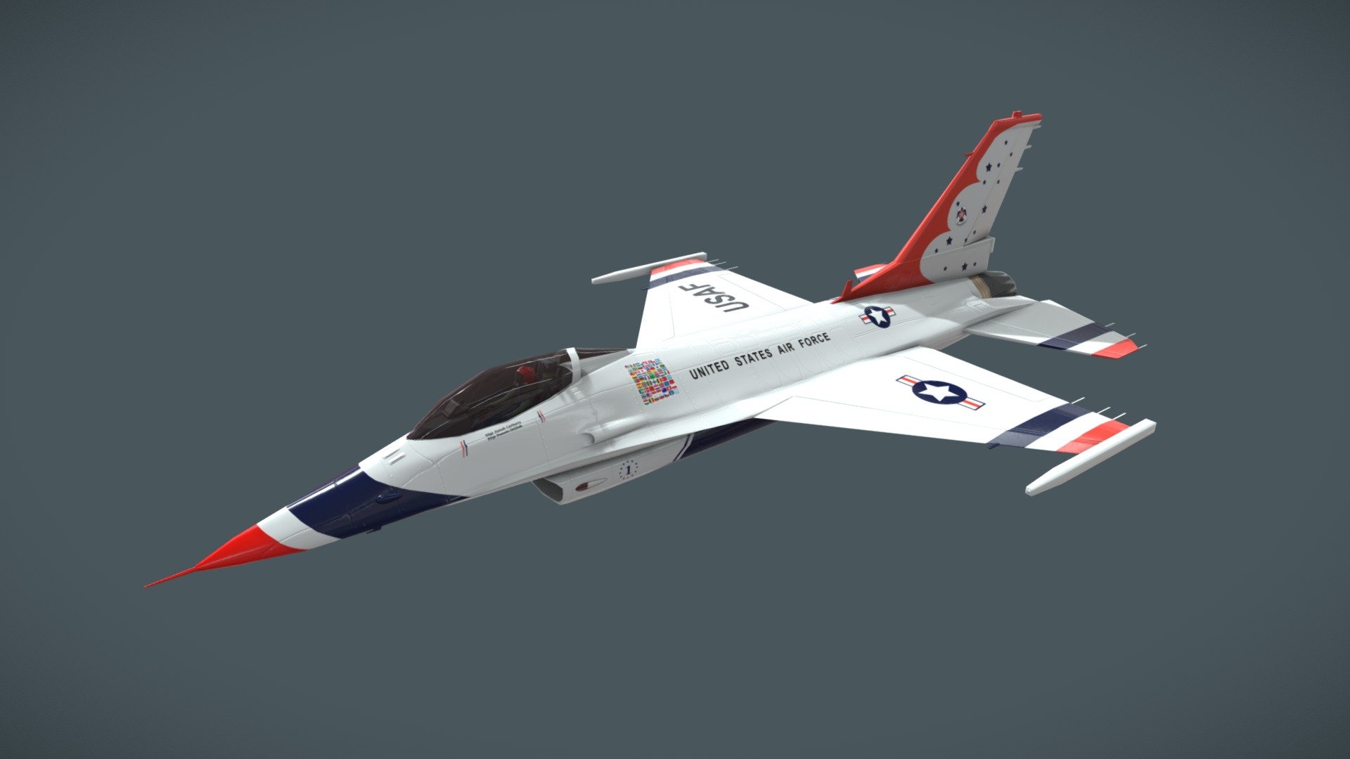 USAF F-16 Thunderbird Game Model 3d model