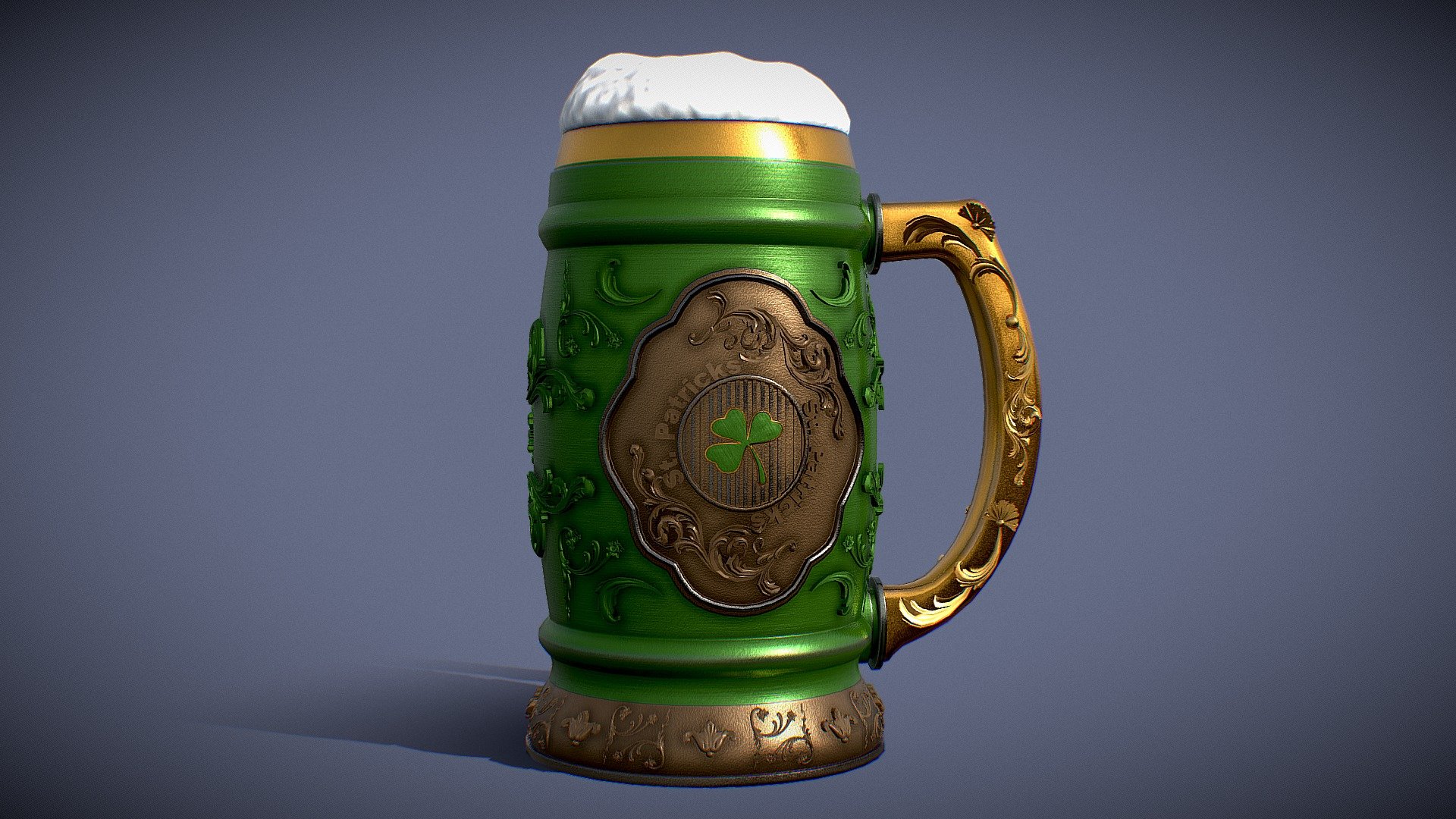 St. Patricks Day Irish Holiday Beer Pint Glass 3d model