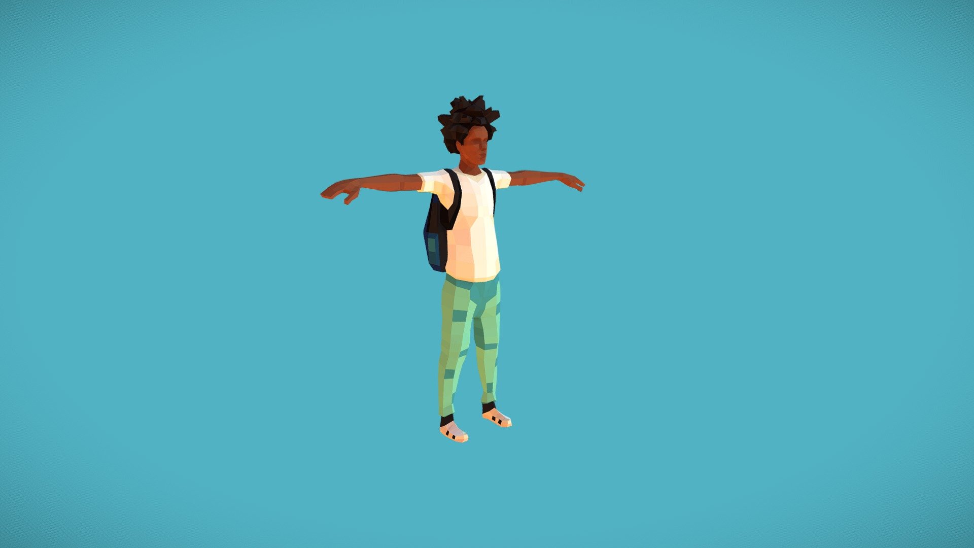 Young Adult Black Man Low-Poly Art Style 3d model