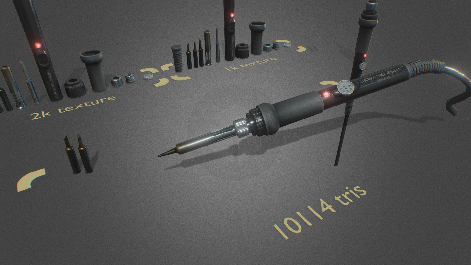 PBR Soldering Iron Texured Rigged 3d model