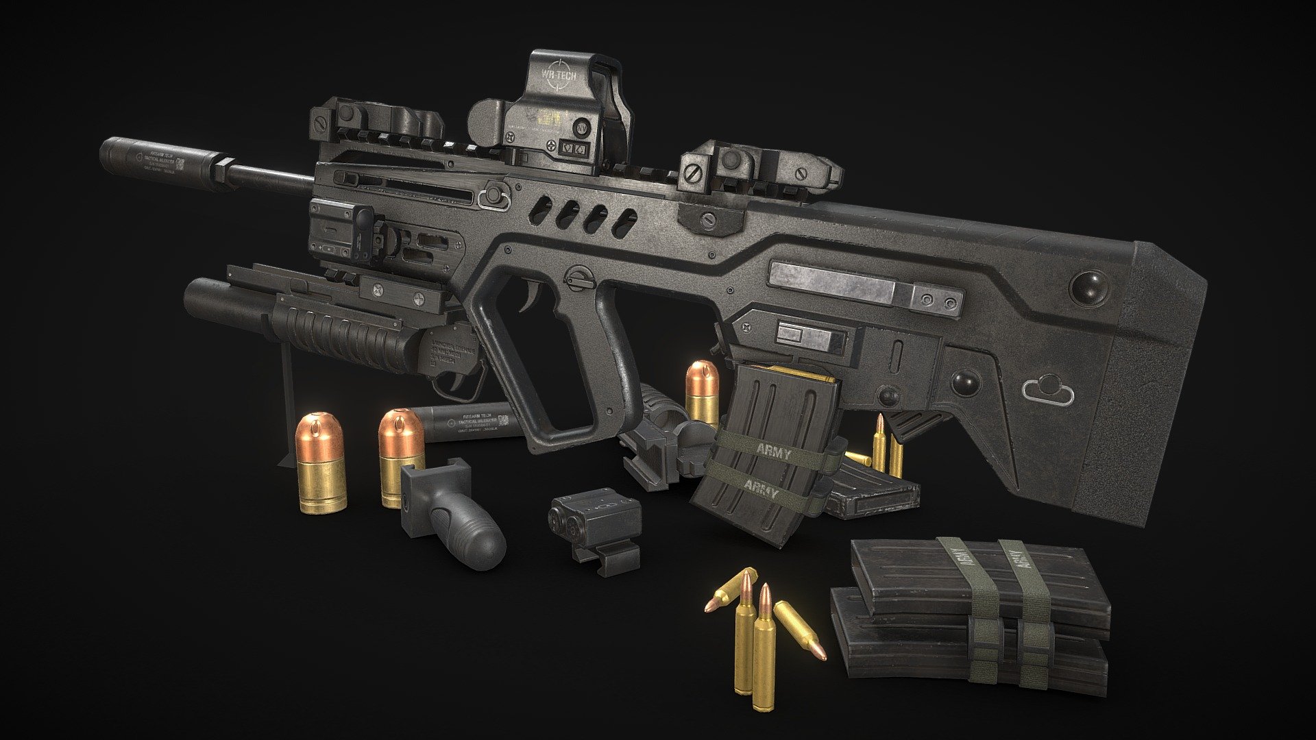 TAR 21 Assault Rifle Custom (Game Model) 3d model