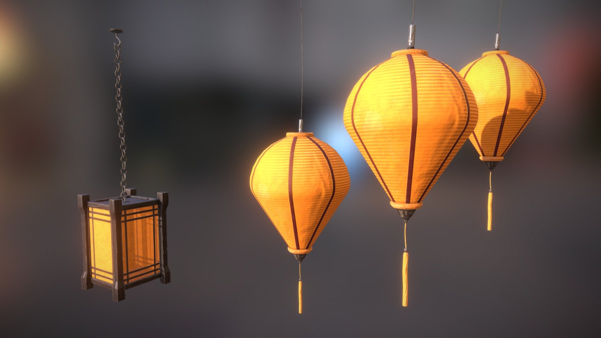 Oriental Lanterns 3d model