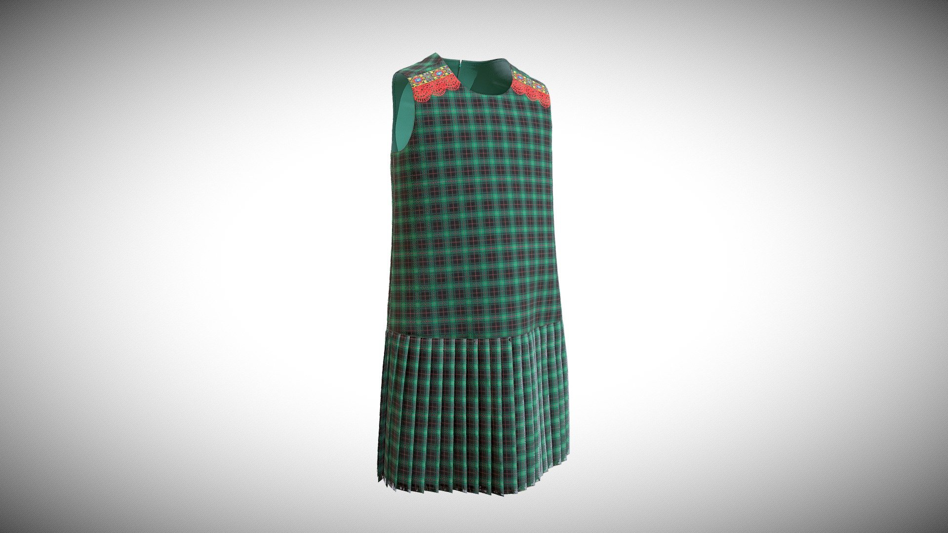 Pinafore dress for kids (Design patent) 3d model