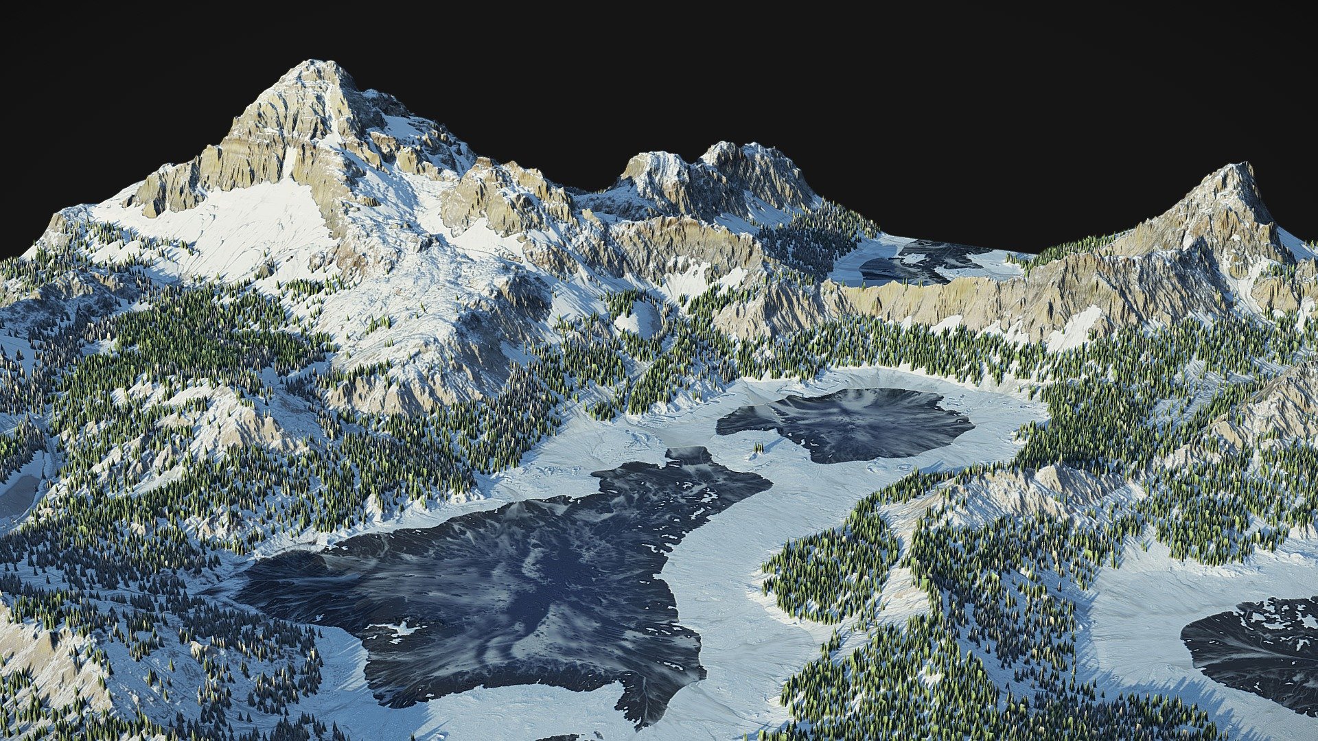 Winter Lake Landscape 3d model