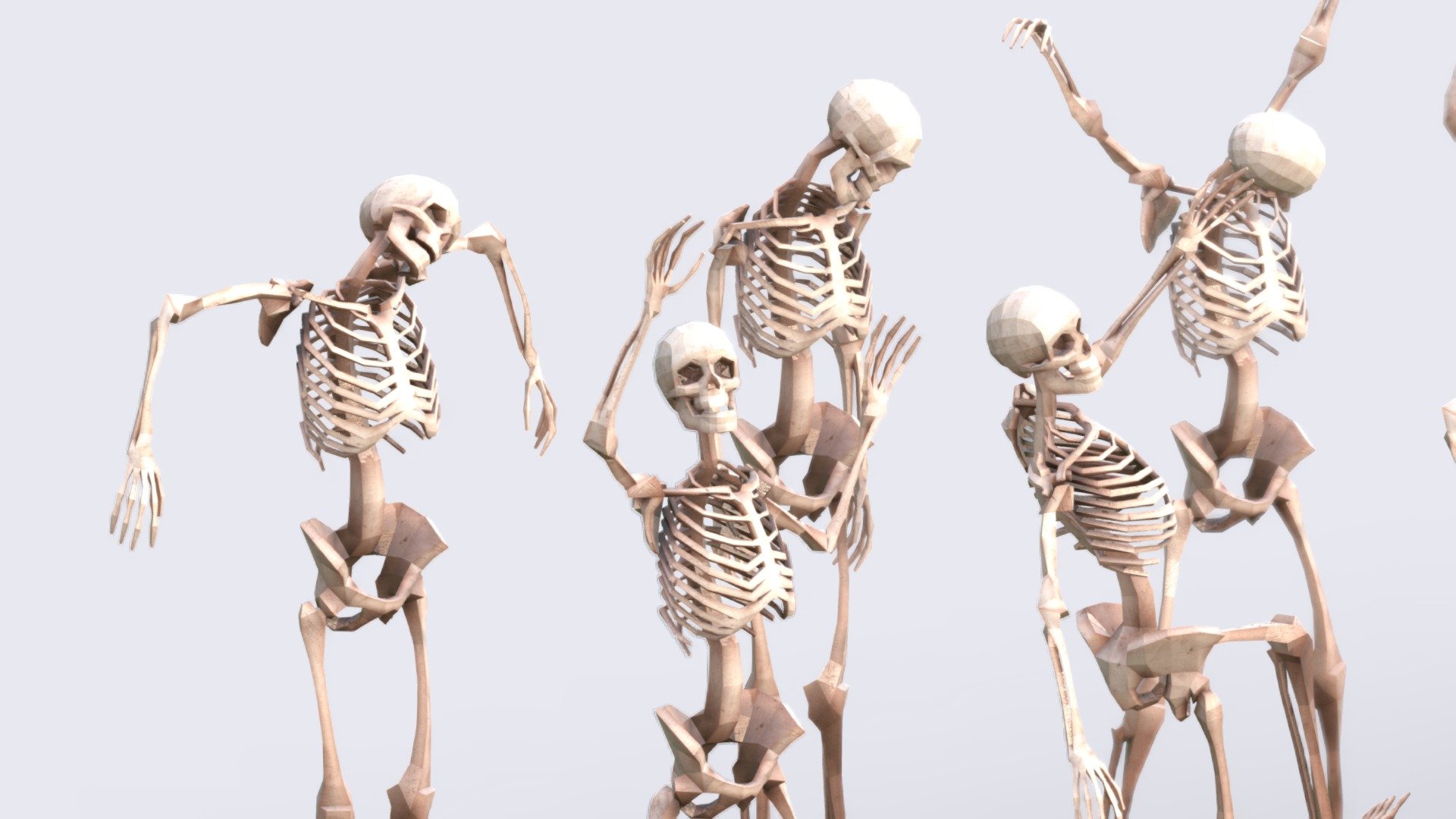 Low Poly 40 Posed Skeletons 3d model