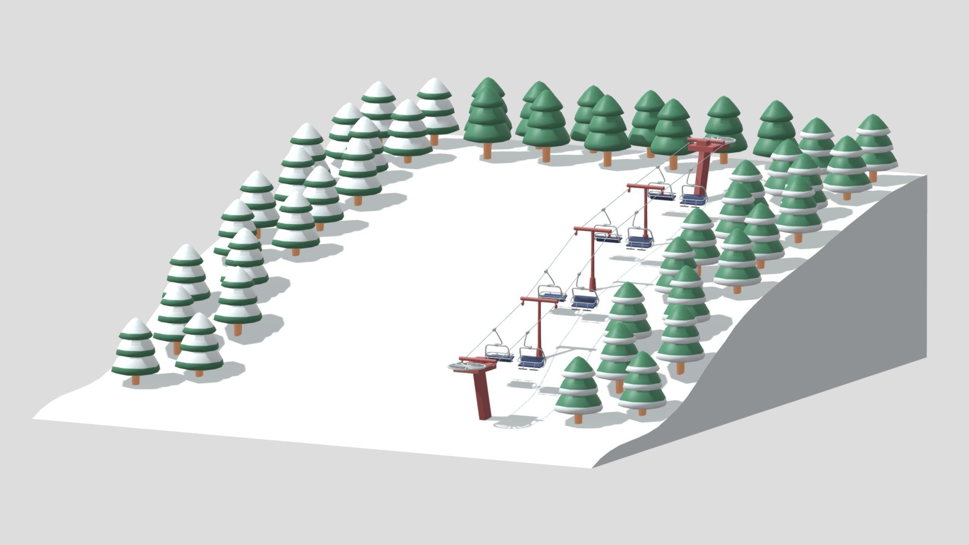 Ski Slope Lift Mountain Pack 3d model