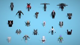 Lowpoly 20 Skibidi Toilets Characters Pack 2