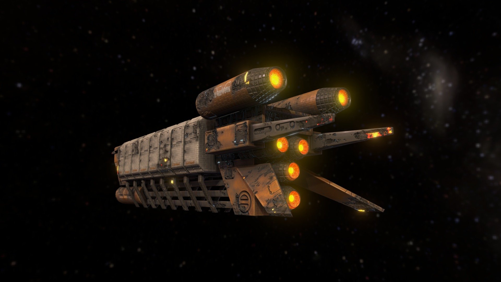 Damaged Freighter Ship 3d model