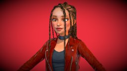 Stylized Cartoon Game Girl Character (Rigged)