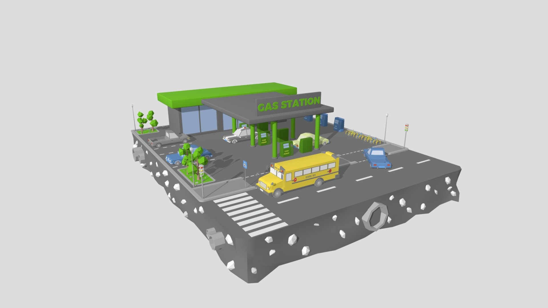 Gas Station Low Poly 3d model