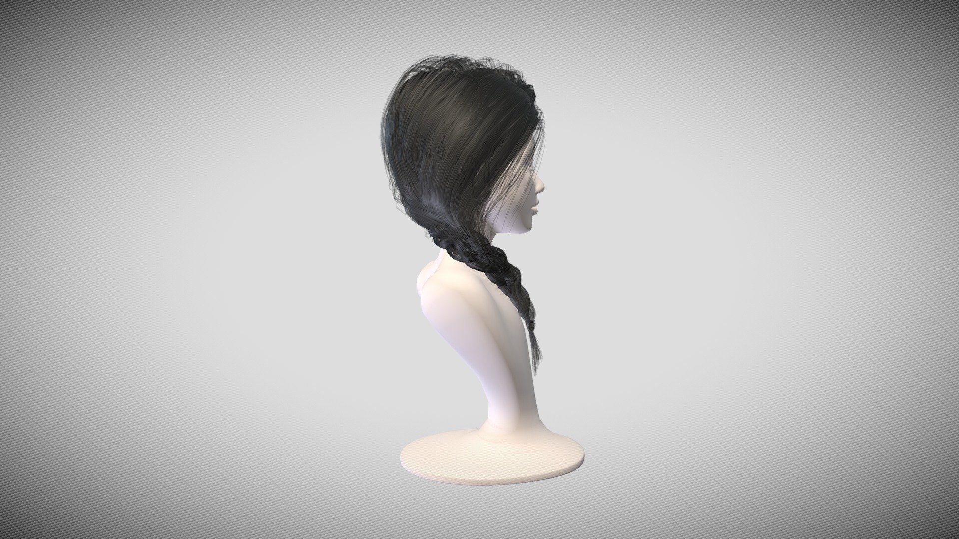 Realistic Woman braid ponytail Hair Style 3d model