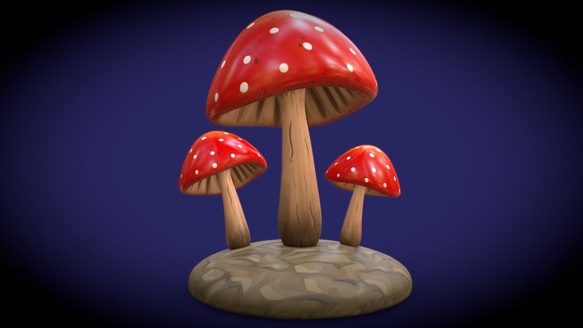 Hand Painted Mushrooms 3d model