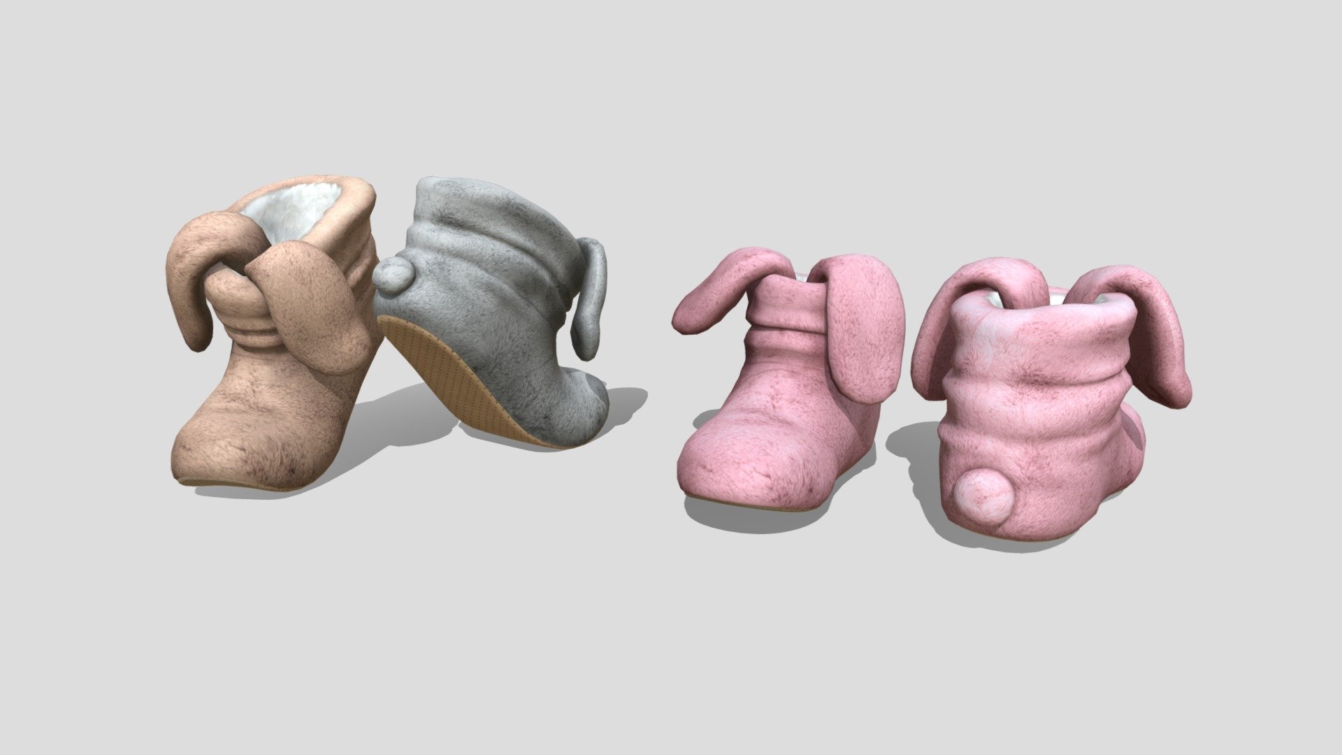 Bunny Ear Slippers 3d model