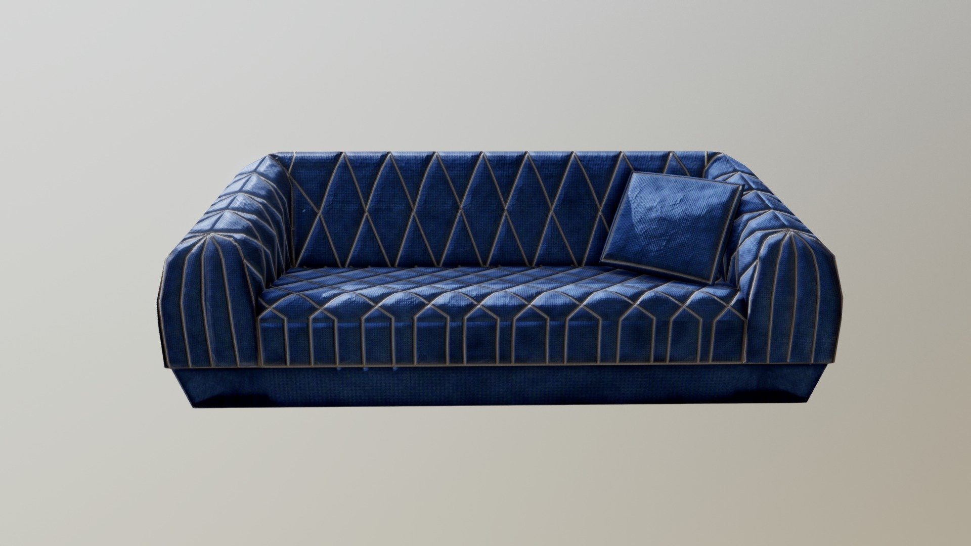 Fancy Blue Velvet Sofa 3d model