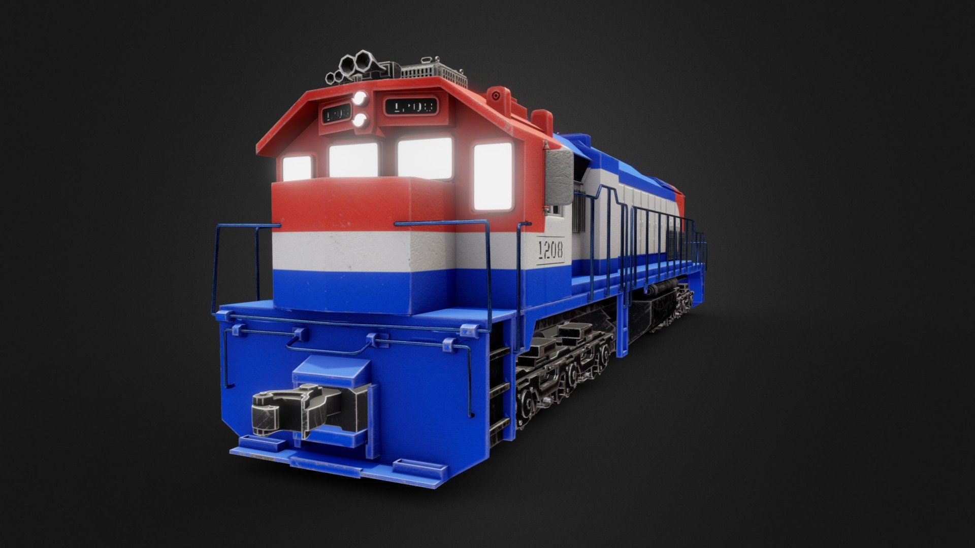 Stylized Diesel Locomotive Train 3d model