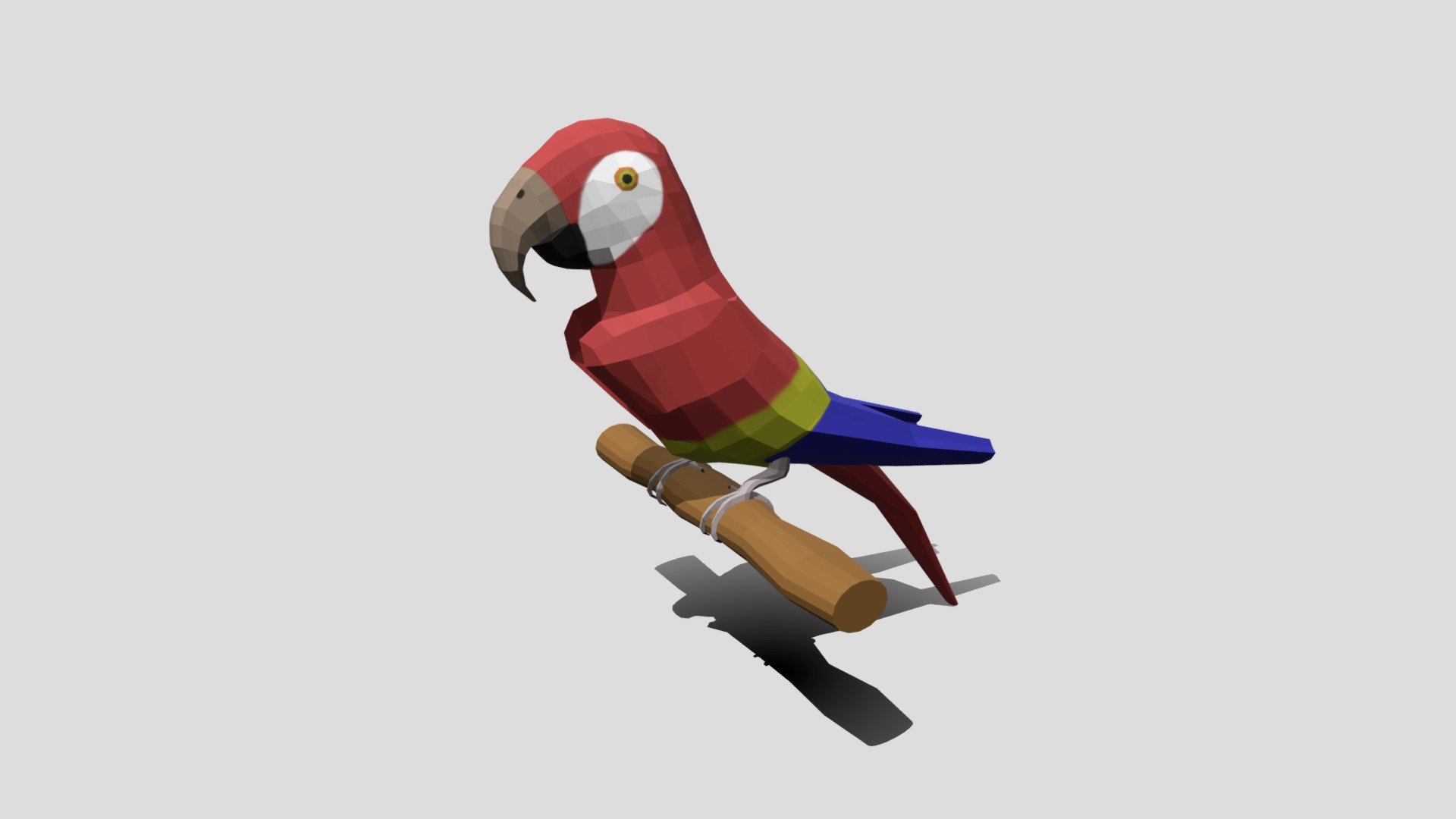 Low Poly Cartoon Macaw Parrot 3d model