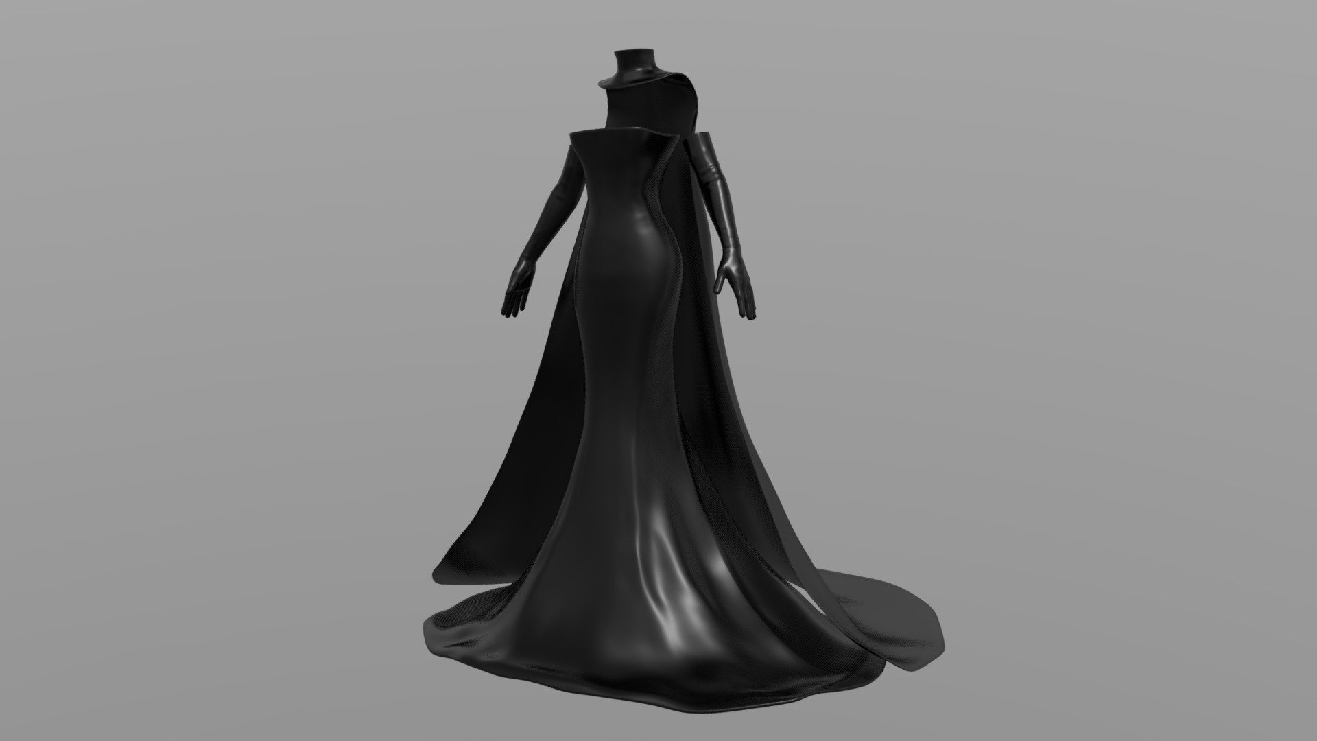 Draped dress / Long cape / Gloves 3d model