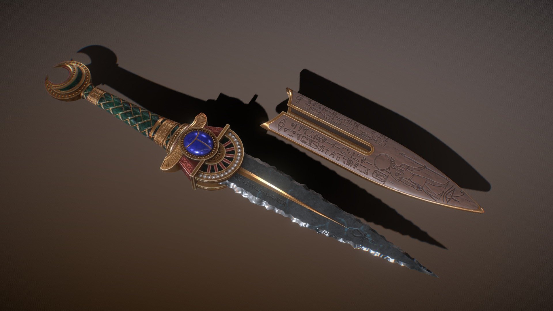 OB 02 Egyptian Necromancer Kit Obsidian Dagger 3d model