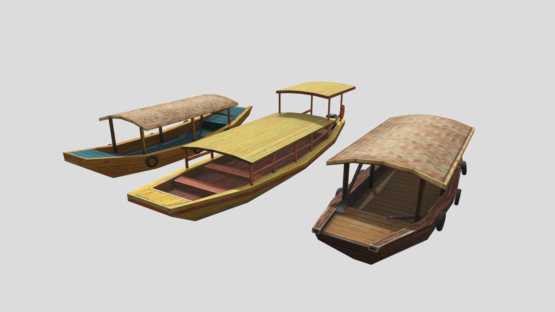 Wooden Boats 3d model