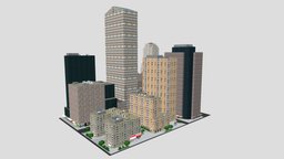 City Buildings Skyscraper New York Low-poly