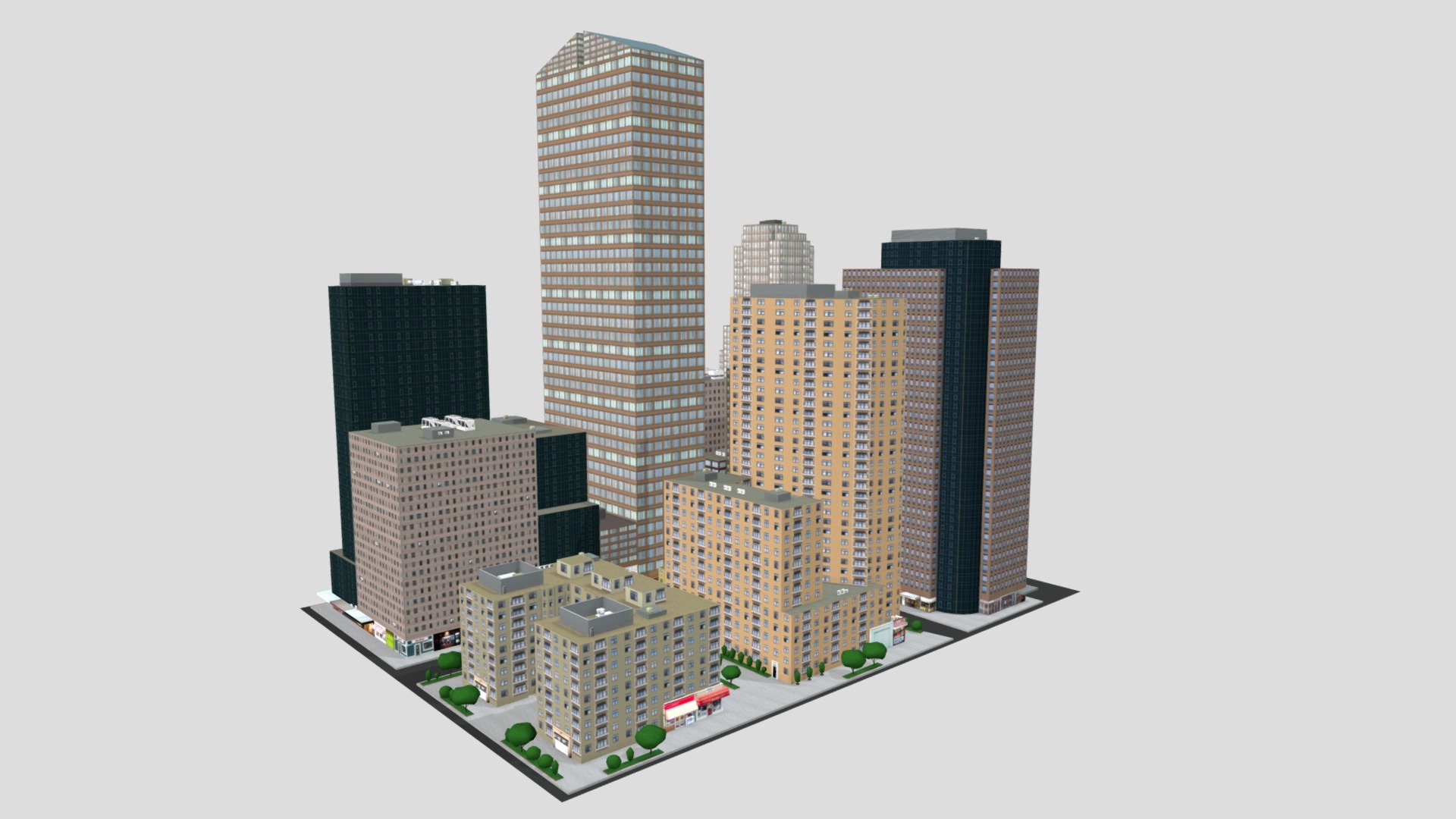 City Buildings Skyscraper New York Low-poly 3d model