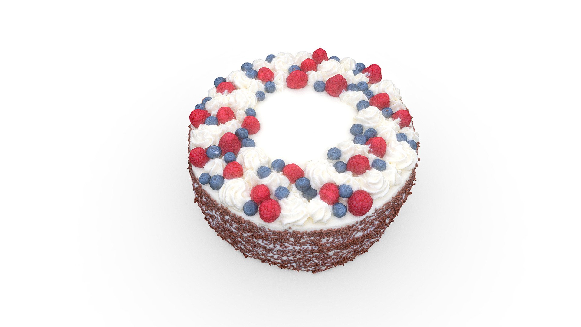 Fruit cream cake 3d model