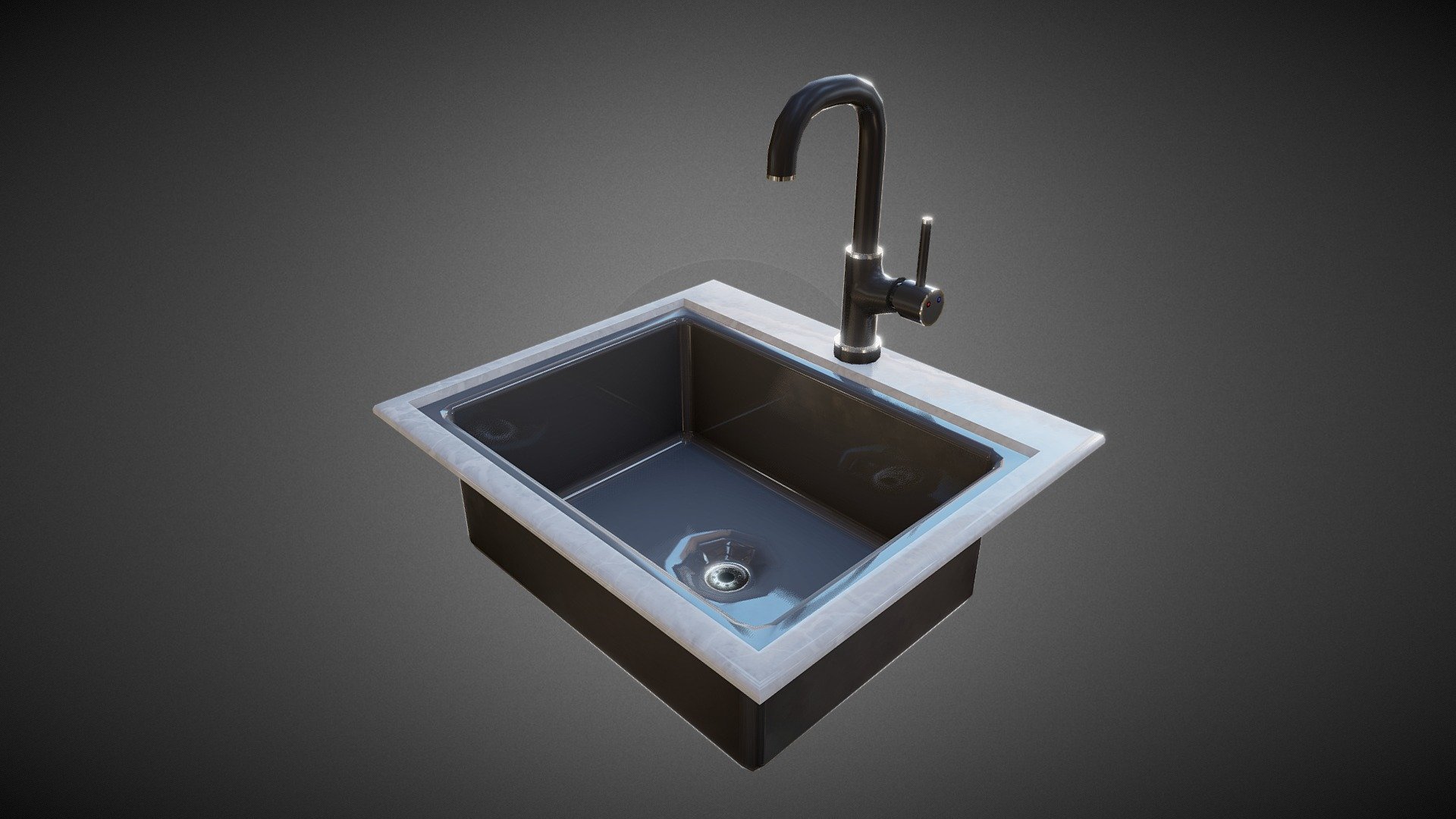 Counter Top Sink and Tap 3d model