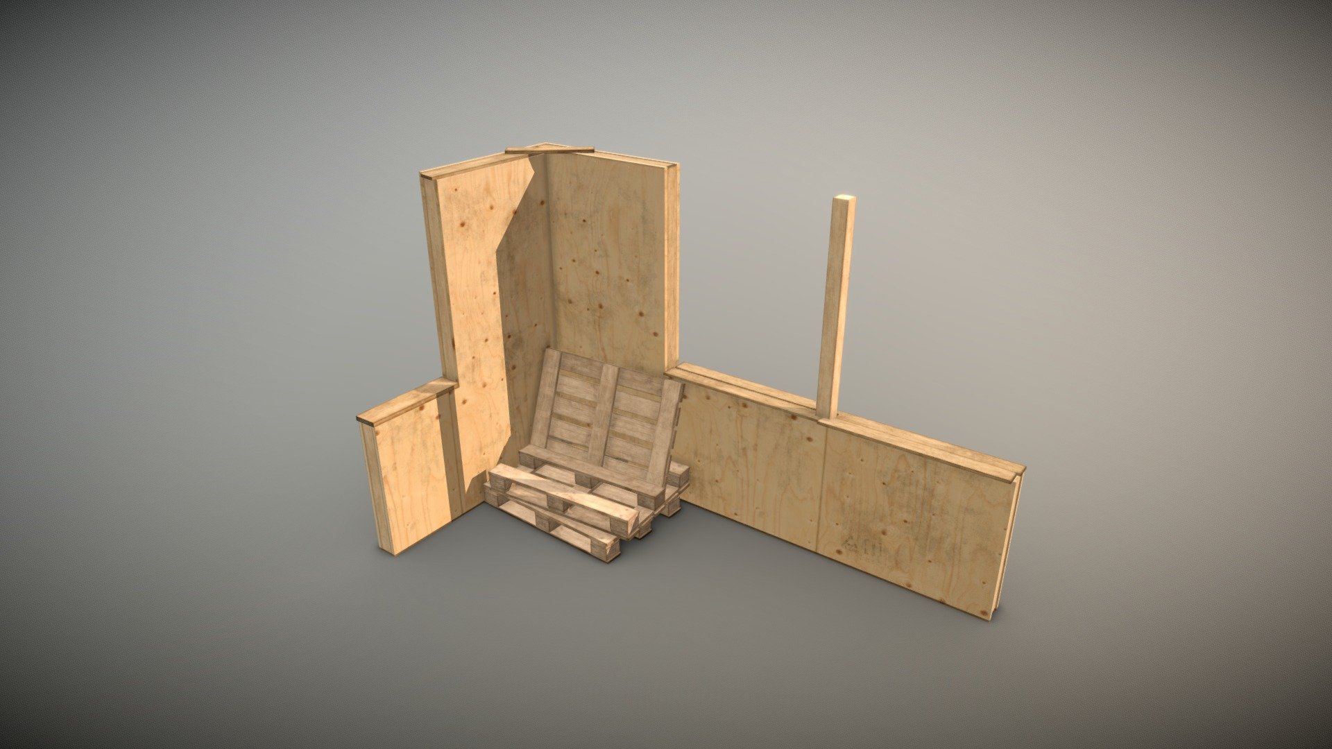 Plywood L-shaped cover 3d model