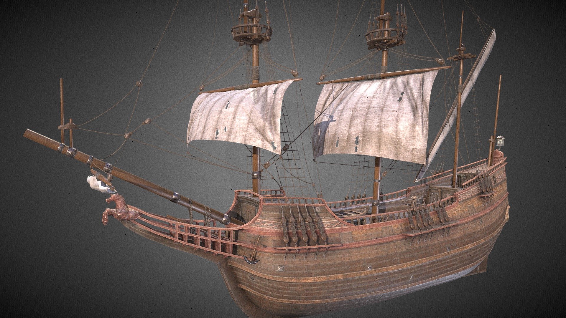 Old pirates ship 3d model