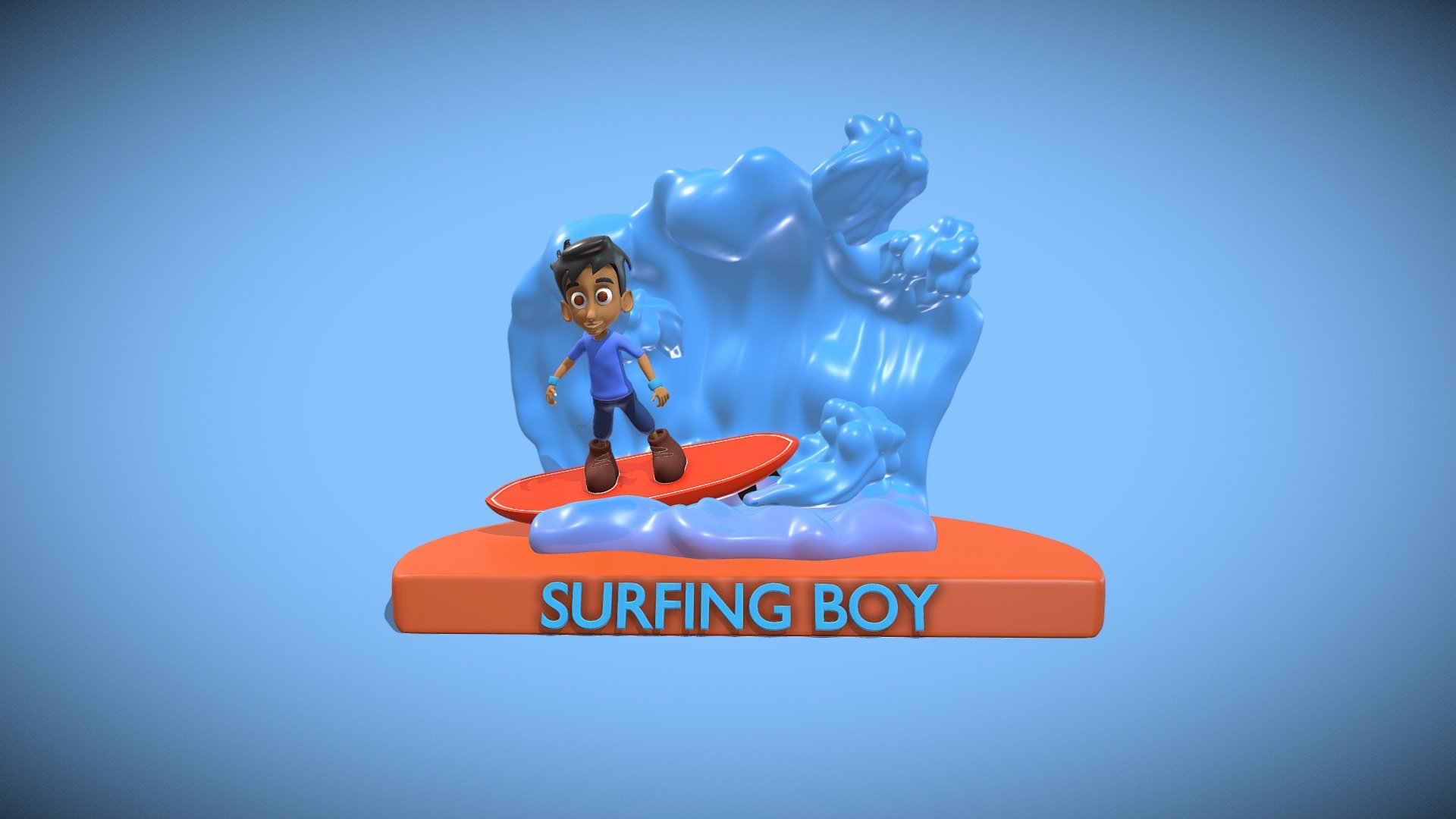 Surfing Boy 3d model