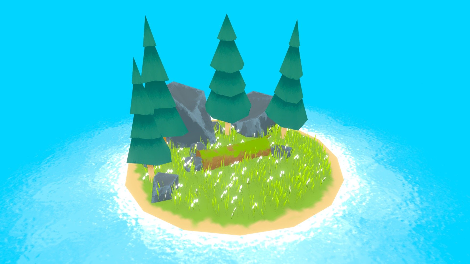 Low poly Stylized game environment 3d model