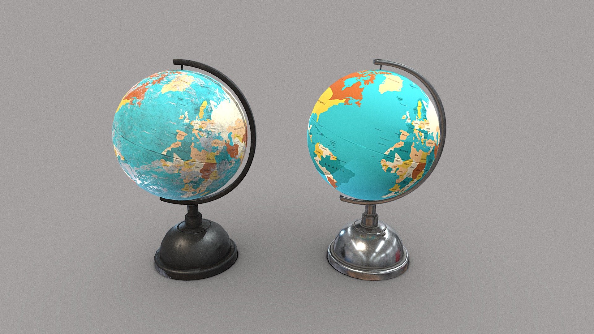 Pair of desk globes 3d model