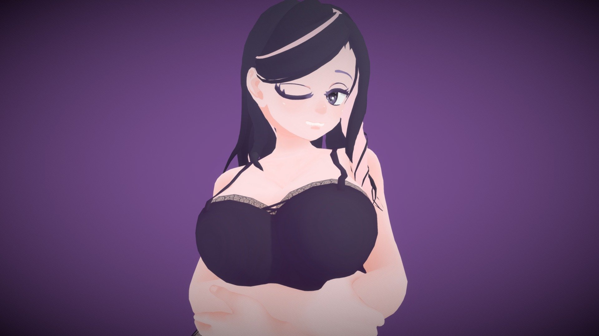 Busty Anime Girl Base 3d model